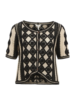 Wasila knit ss cardigan Sandshell/Black Object 